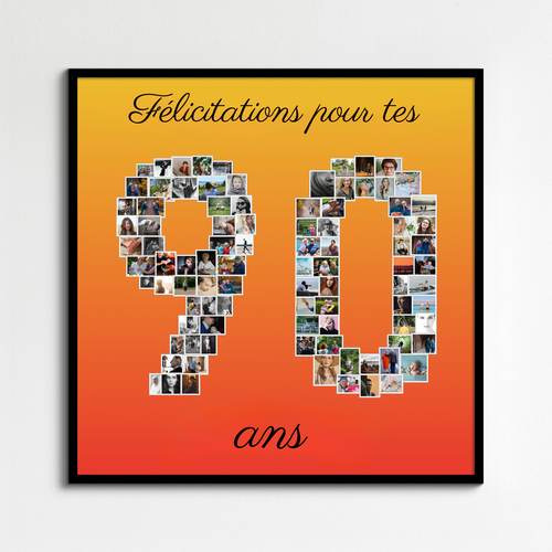 Créez un Collage Photo Chiffre 90 pour Anniversaires – Cadeau Personnalisé