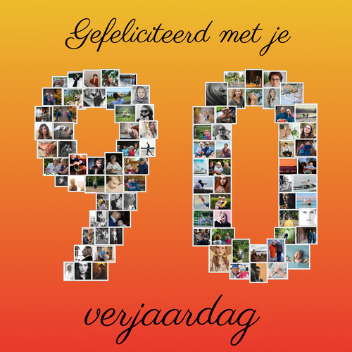 Creëer je eigen collage voor een 90e verjaardag met foto's! Bestel nu!