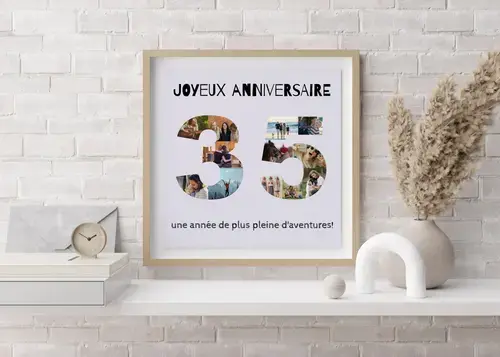Collage Anniversaire "35" personnalisée 12 photos