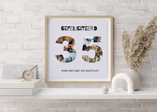 Fotocollage Cijfer 35 Verjaardag aanpasbaar