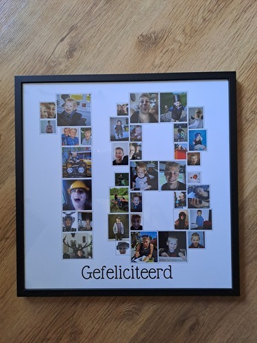 Klantfoto van chantel voor beoordeling Afdruk Fotocollage Poster ingelijst (hout, zwart) 40x40cm