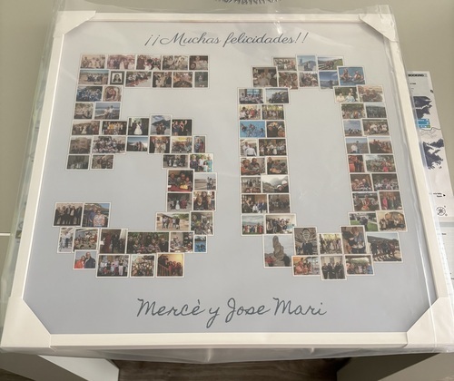 Klantfoto van Cristina voor beoordeling Afdruk Fotocollage Poster ingelijst (hout, wit) 50x50cm