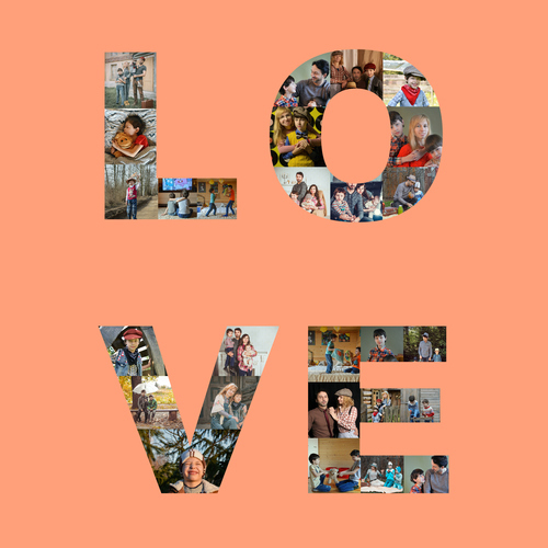 Fotocollage „LOVE“ – quadratische Collage als Buchstaben