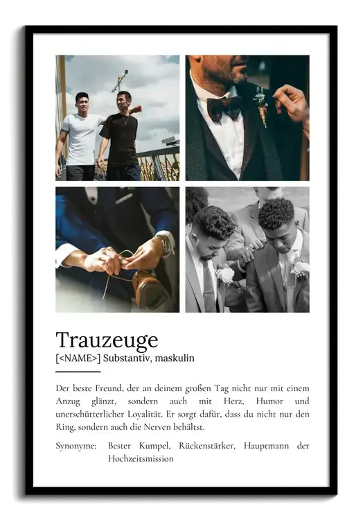 Definitionsposter Trauzeuge personalisierbar