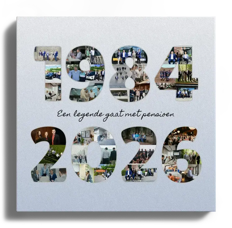 Afscheidscadeau voor een collega fotocollage met jaartallen
