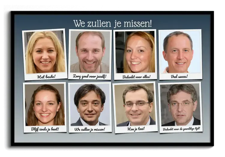 Fotocollage afscheid collega we zullen je missen