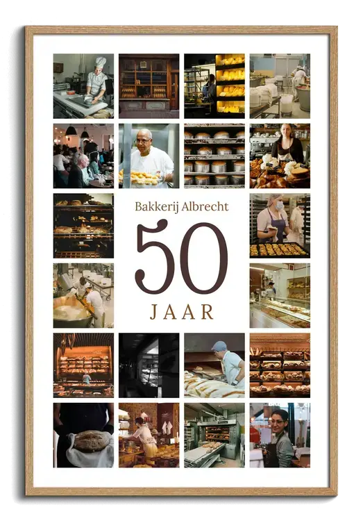 Cijfercollage 50 bedrijfsjubileum met rasterrand