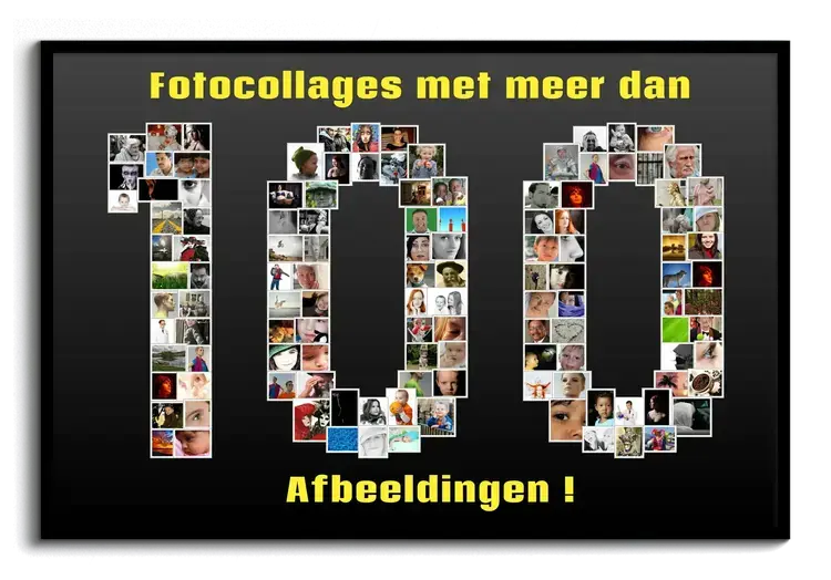 Collage met veel fotos maken met aangepaste tekst en ontwerp