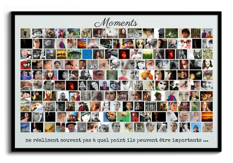 Image murale en photomontage avec citation et photos personnelles