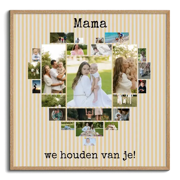 Gepersonaliseerd Cadeau Moeder Foto’s als Hart gevormd met Boodschap MAMA WIJ HOUDEN VAN JE