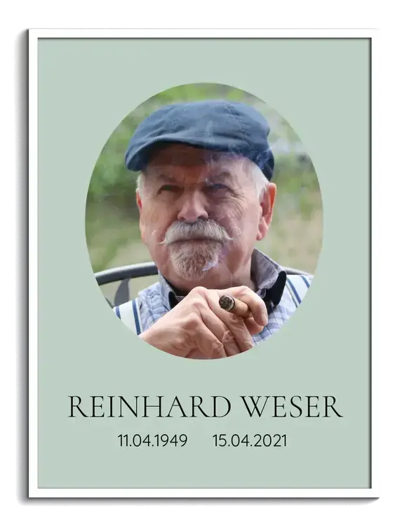 Portrait Foto für Beerdigung im Oval