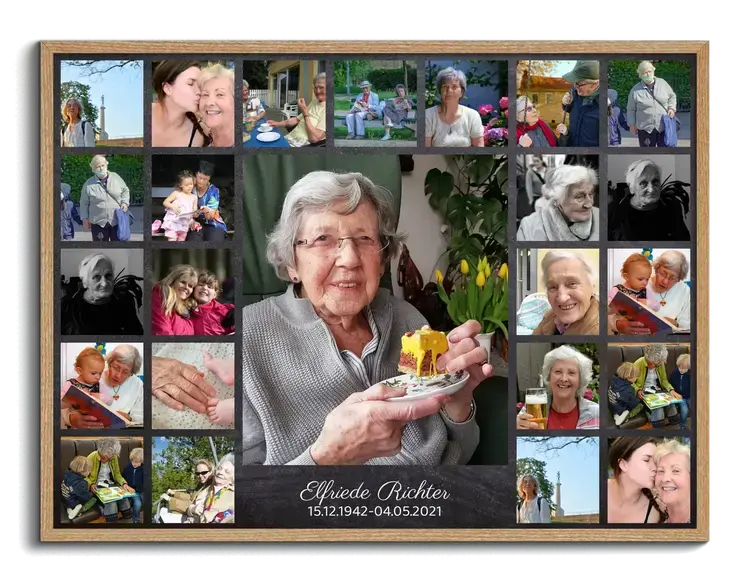 Fotocollage zum Gedenken bei Bestattung