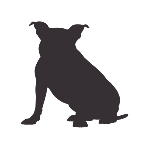 Hundesilhouette American Bully sitzend