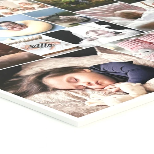Fotocollage auf Hartschaumplatte: Detailansicht