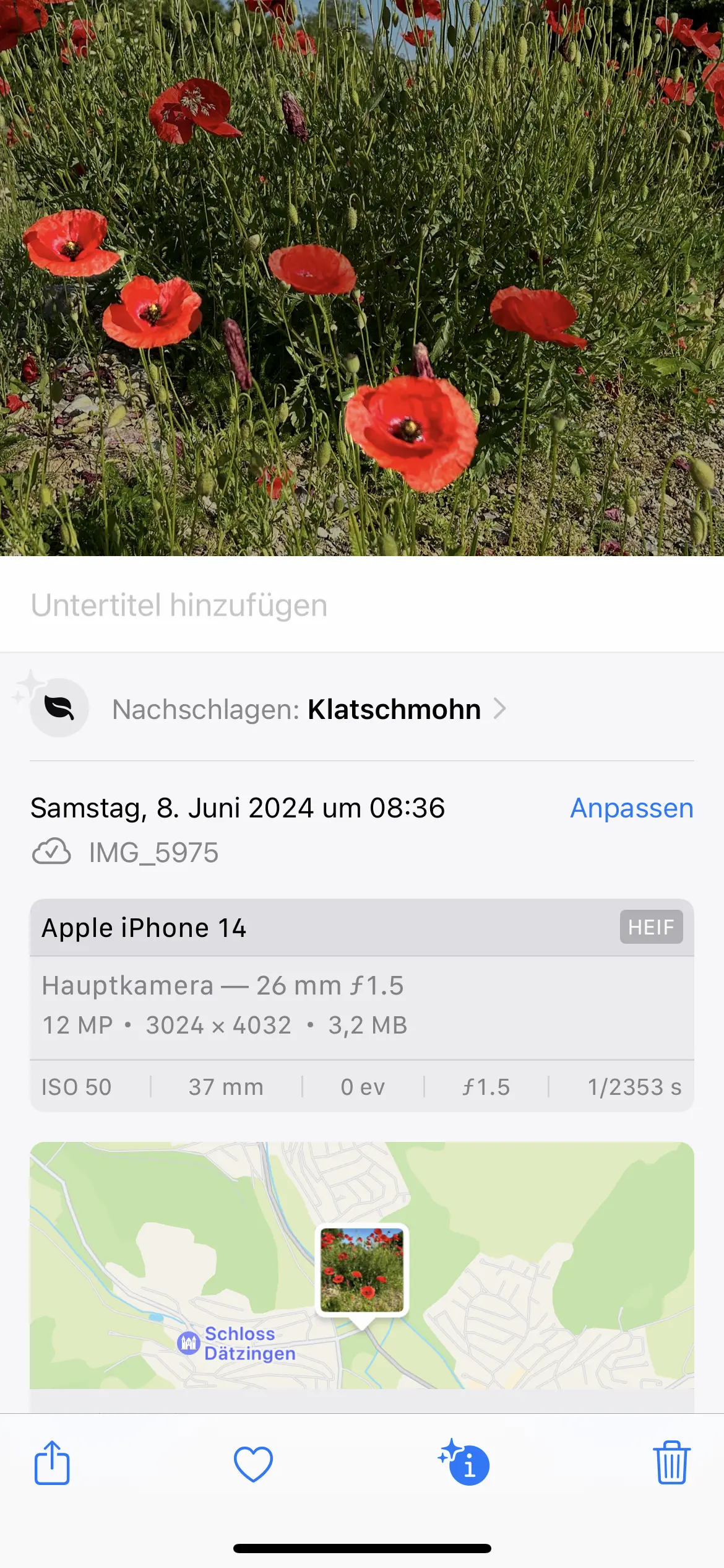 Exif-Daten auf einem Apple iPhone anzeigen